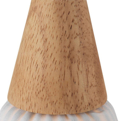Traditional Japanese Gourd Stretch Fabric Solid Wood 1-Light Pendant Light For Bedroom