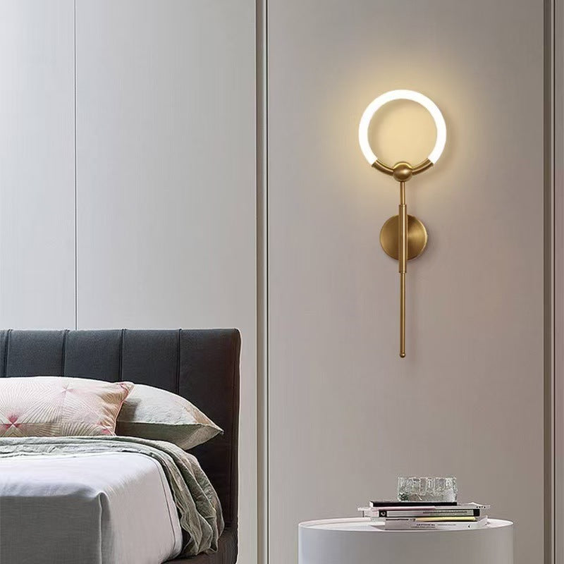 Modern Luxury Circle Iron Acrylic LED Wall Sconce Lamp For Bedroom