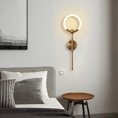 Modern Luxury Circle Iron Acrylic LED Wall Sconce Lamp For Bedroom
