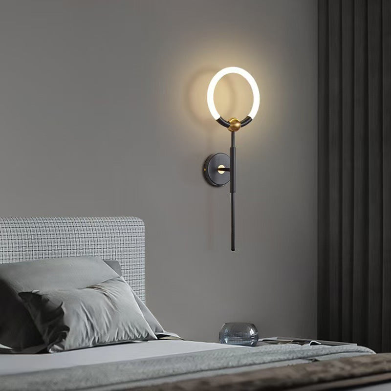 Modern Luxury Circle Iron Acrylic LED Wall Sconce Lamp For Bedroom