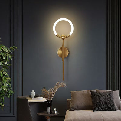 Modern Luxury Circle Iron Acrylic LED Wall Sconce Lamp For Bedroom
