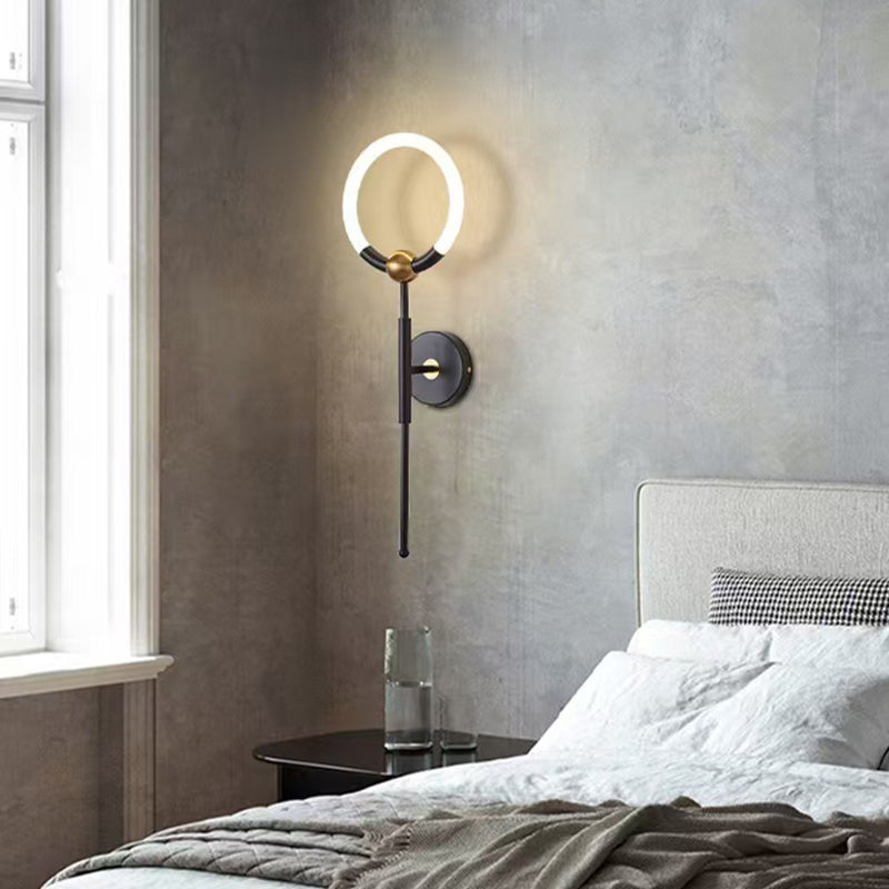 Modern Luxury Circle Iron Acrylic LED Wall Sconce Lamp For Bedroom