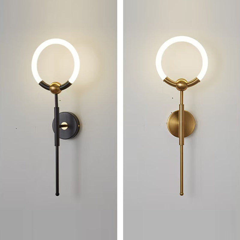 Modern Luxury Circle Iron Acrylic LED Wall Sconce Lamp For Bedroom