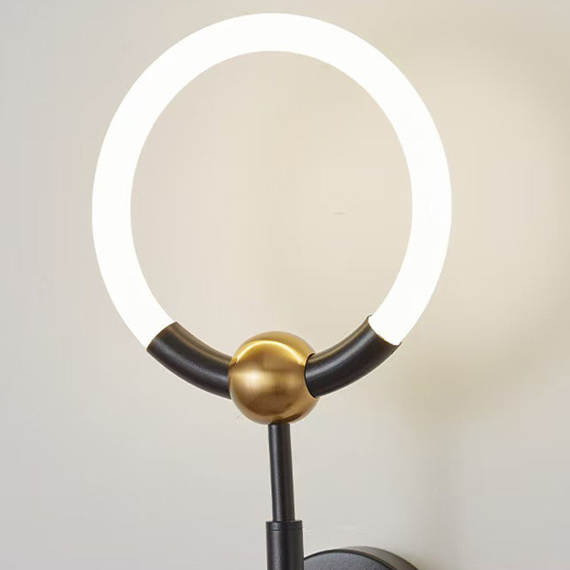 Modern Luxury Circle Iron Acrylic LED Wall Sconce Lamp For Bedroom