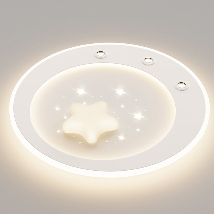 Modern Simplicity Star Round Iron Acrylic PE LED Flush Mount Ceiling Light For Bedroom