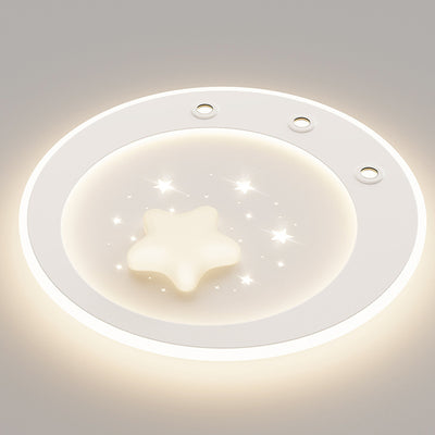 Modern Simplicity Star Round Iron Acrylic PE LED Flush Mount Ceiling Light For Bedroom