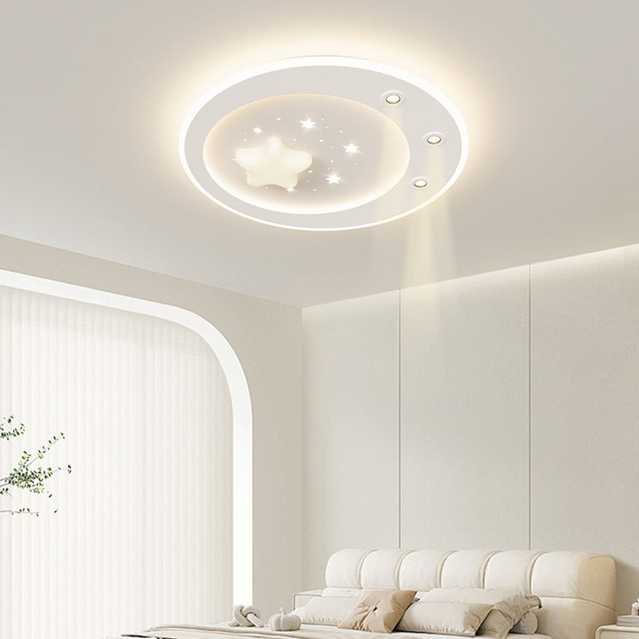 Modern Simplicity Star Round Iron Acrylic PE LED Flush Mount Ceiling Light For Bedroom