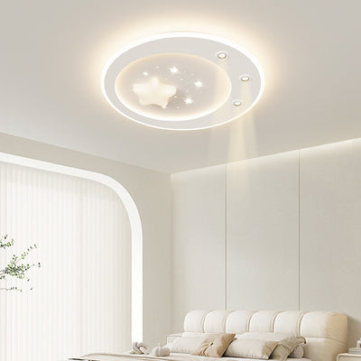 Modern Simplicity Star Round Iron Acrylic PE LED Flush Mount Ceiling Light For Bedroom