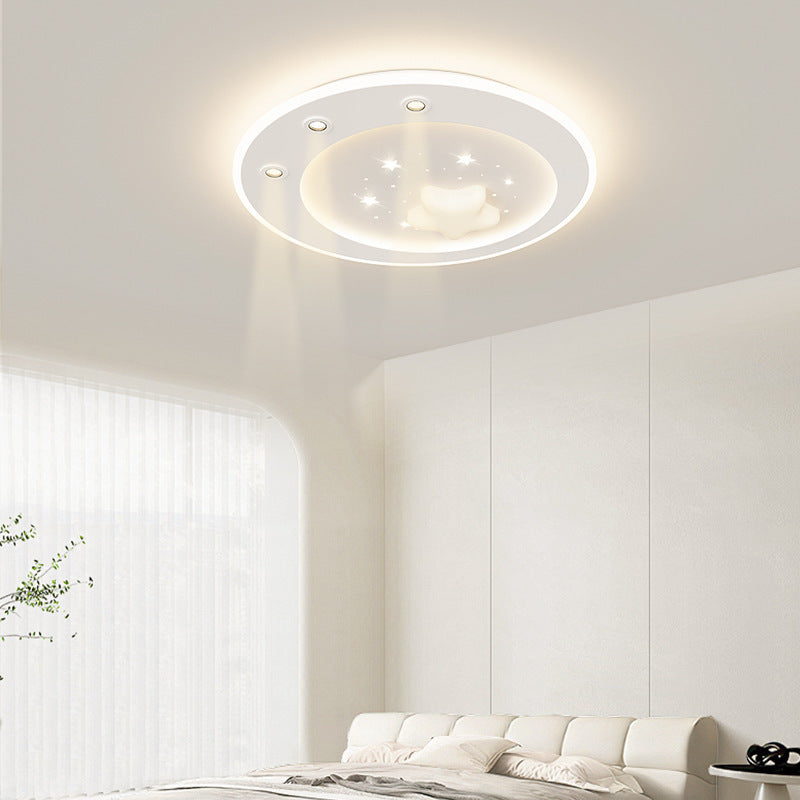 Modern Simplicity Star Round Iron Acrylic PE LED Flush Mount Ceiling Light For Bedroom