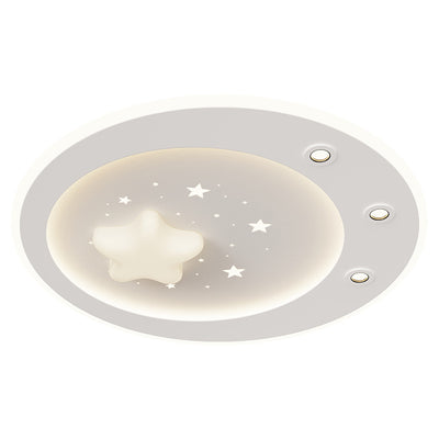 Modern Simplicity Star Round Iron Acrylic PE LED Flush Mount Ceiling Light For Bedroom