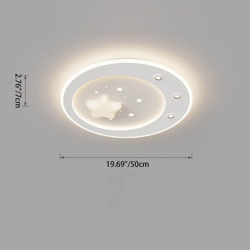 Modern Simplicity Star Round Iron Acrylic PE LED Flush Mount Ceiling Light For Bedroom
