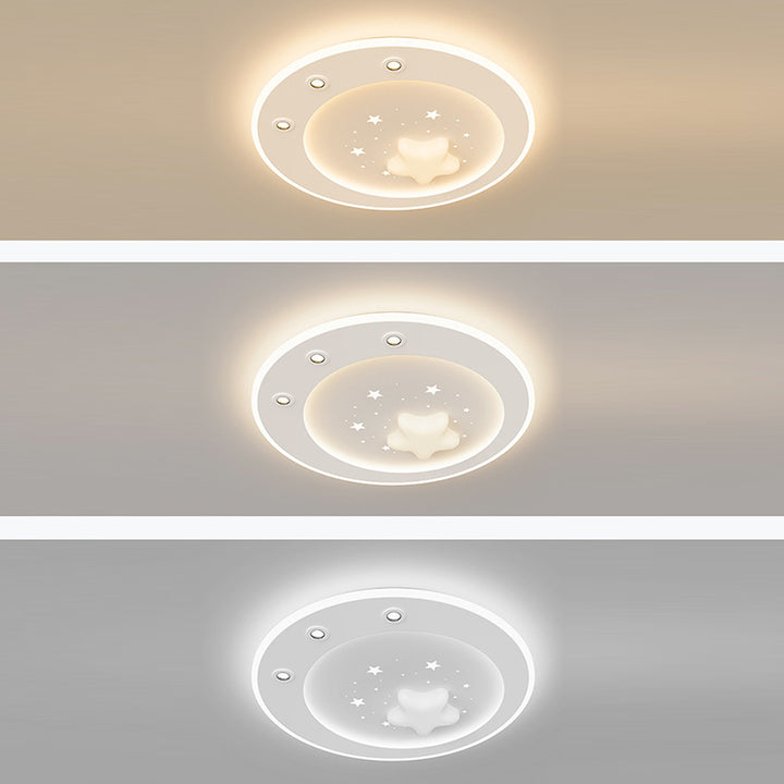 Modern Simplicity Star Round Iron Acrylic PE LED Flush Mount Ceiling Light For Bedroom