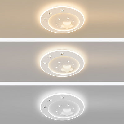 Modern Simplicity Star Round Iron Acrylic PE LED Flush Mount Ceiling Light For Bedroom