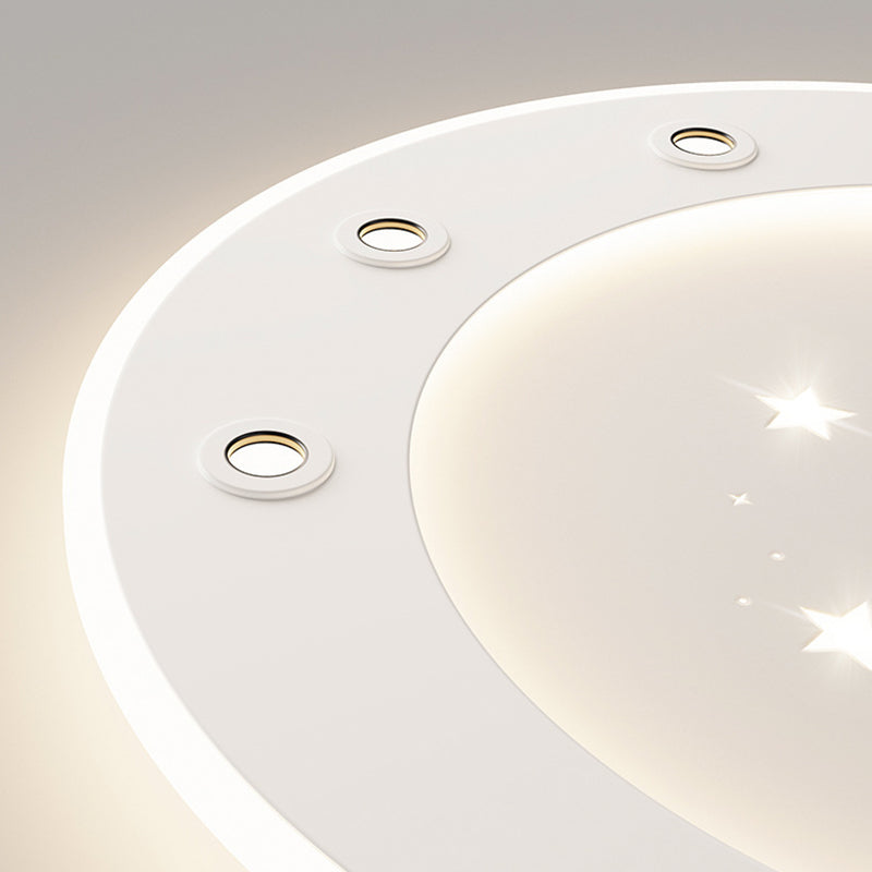 Modern Simplicity Star Round Iron Acrylic PE LED Flush Mount Ceiling Light For Bedroom