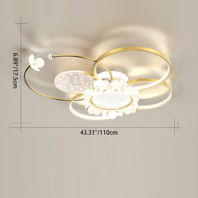 Modern Luxury Circle Iron Crystal Acrylic LED Semi-Flush Mount Ceiling Light For Living Room