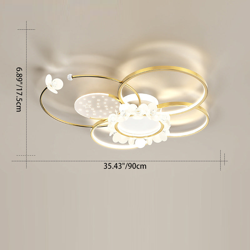 Lustre semi-encastré moderne de luxe cercle en fer cristal acrylique LED pour salon 