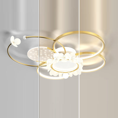 Modern Luxury Circle Iron Crystal Acrylic LED Semi-Flush Mount Ceiling Light For Living Room