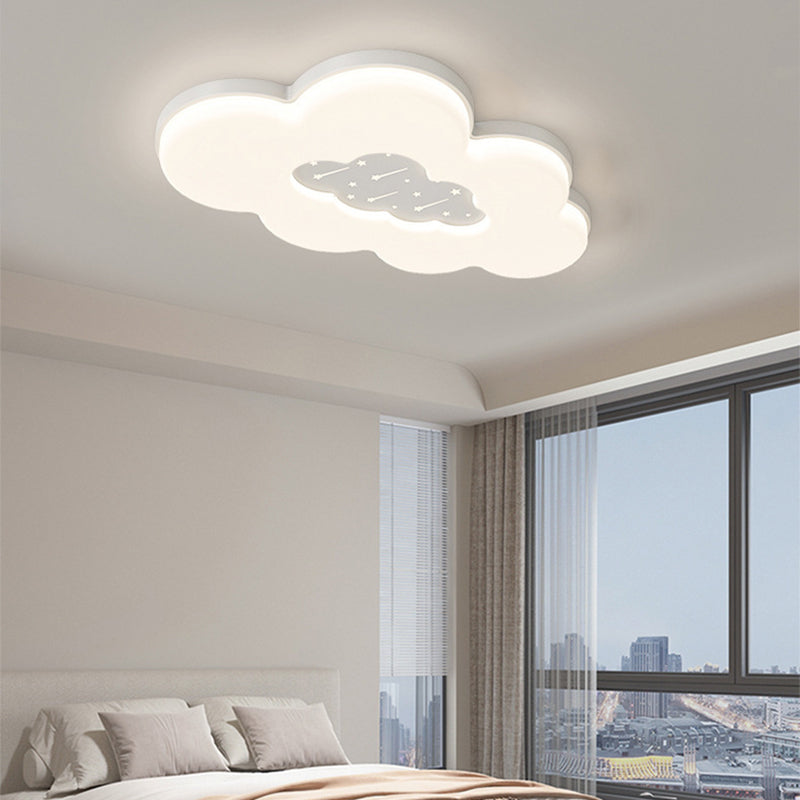 Contemporary Creative Clouds Iron Acrylic LED Flush Mount Ceiling Light For Bedroom