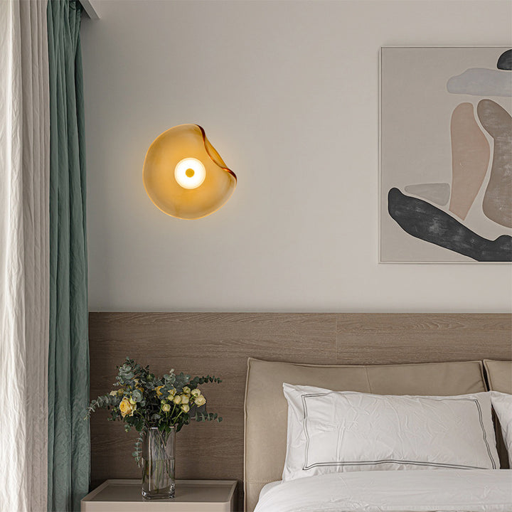 Moderne luxuriöse runde Glas-LED-Wandleuchte für das Schlafzimmer 