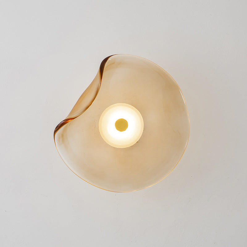 Modern Luxury Round Glass LED Wall Sconce Lamp For Bedroom