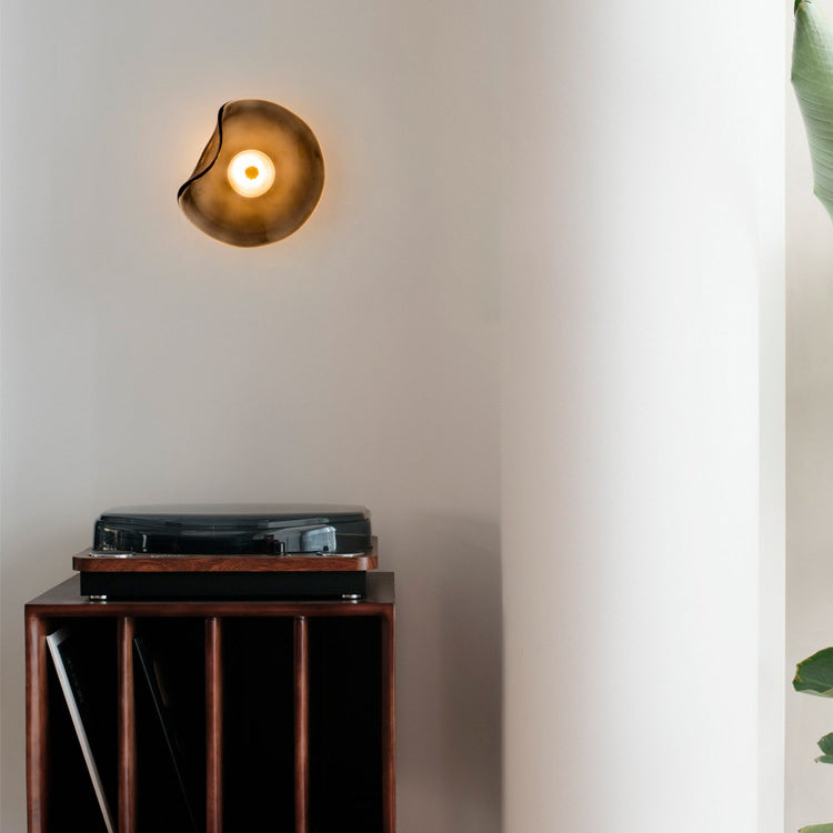 Modern Luxury Round Glass LED Wall Sconce Lamp For Bedroom