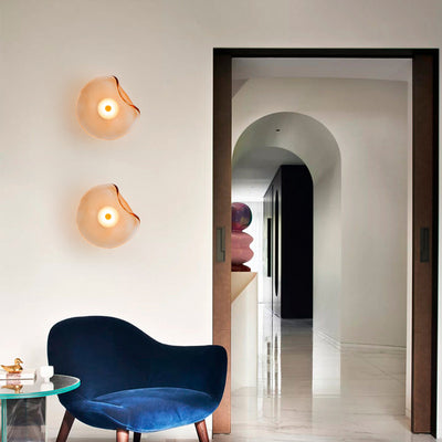 Modern Luxury Round Glass LED Wall Sconce Lamp For Bedroom