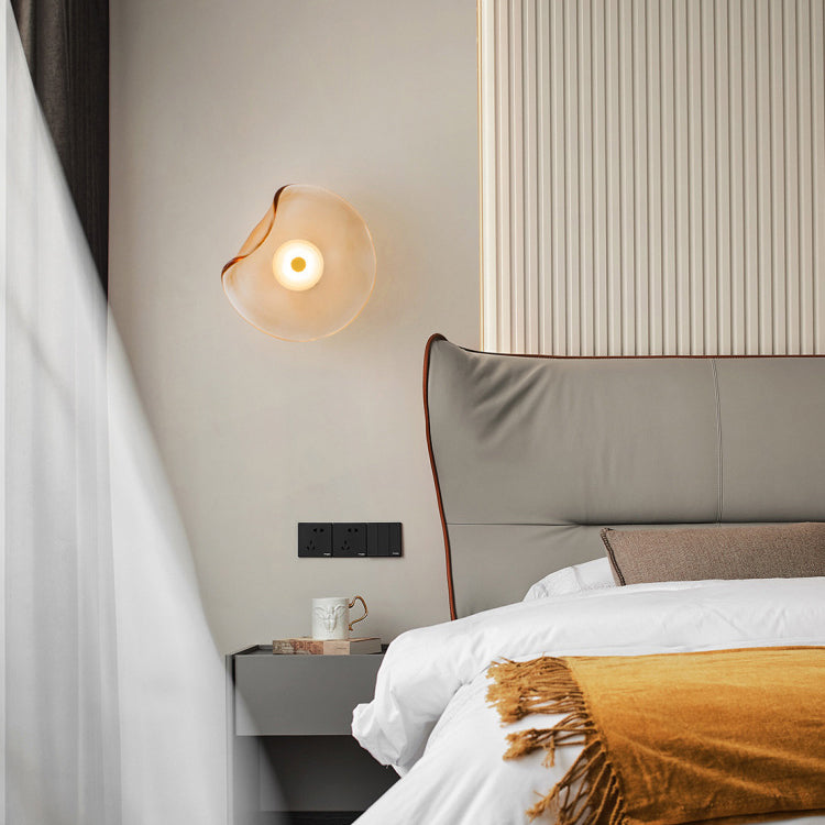 Modern Luxury Round Glass LED Wall Sconce Lamp For Bedroom