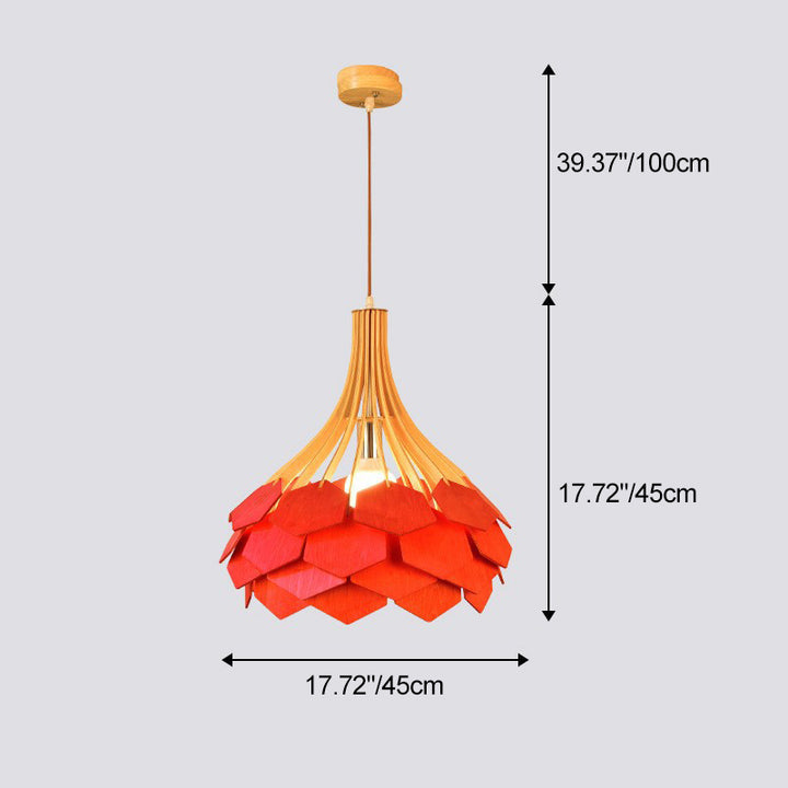 Moderne eklektische Vogelkäfig Holz 1-Licht Pendelleuchte für Wohnzimmer 