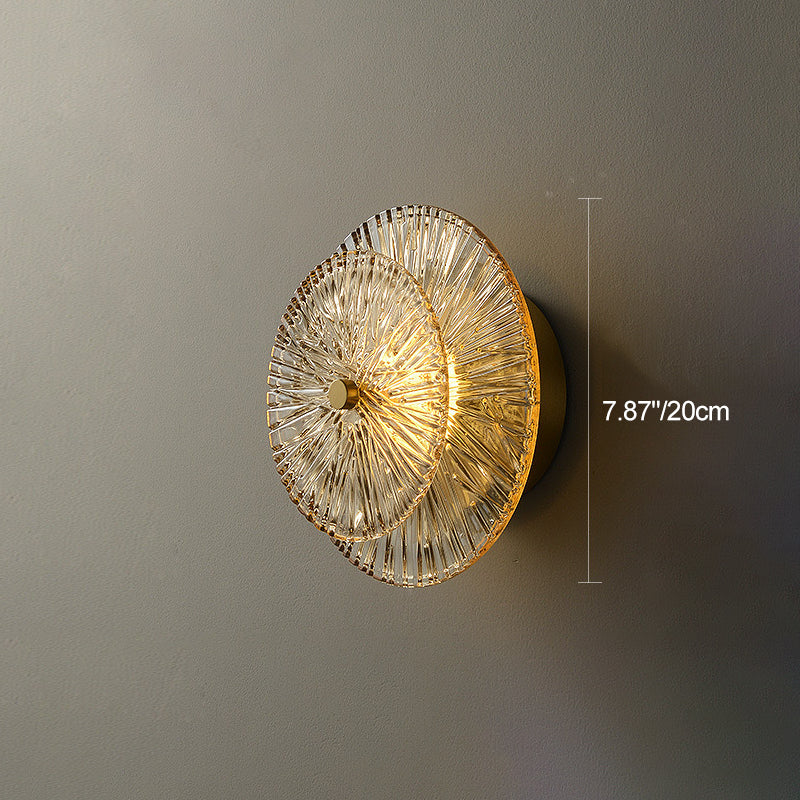 Applique murale moderne Shabby Chic en verre transparent rond en cuivre 1 lumière pour chambre 