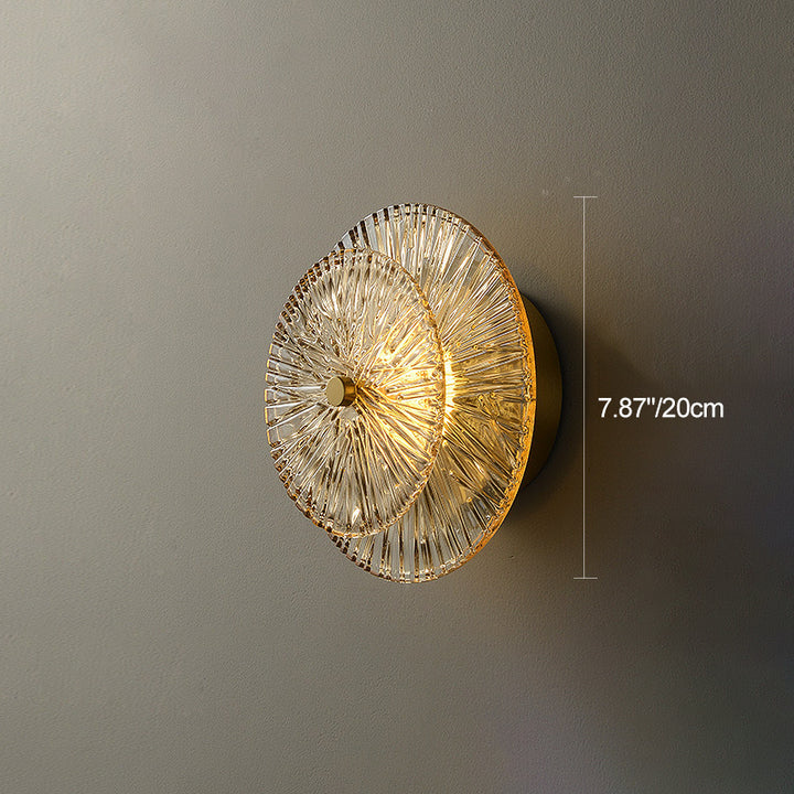 Applique murale moderne Shabby Chic en verre transparent rond en cuivre 1 lumière pour chambre 