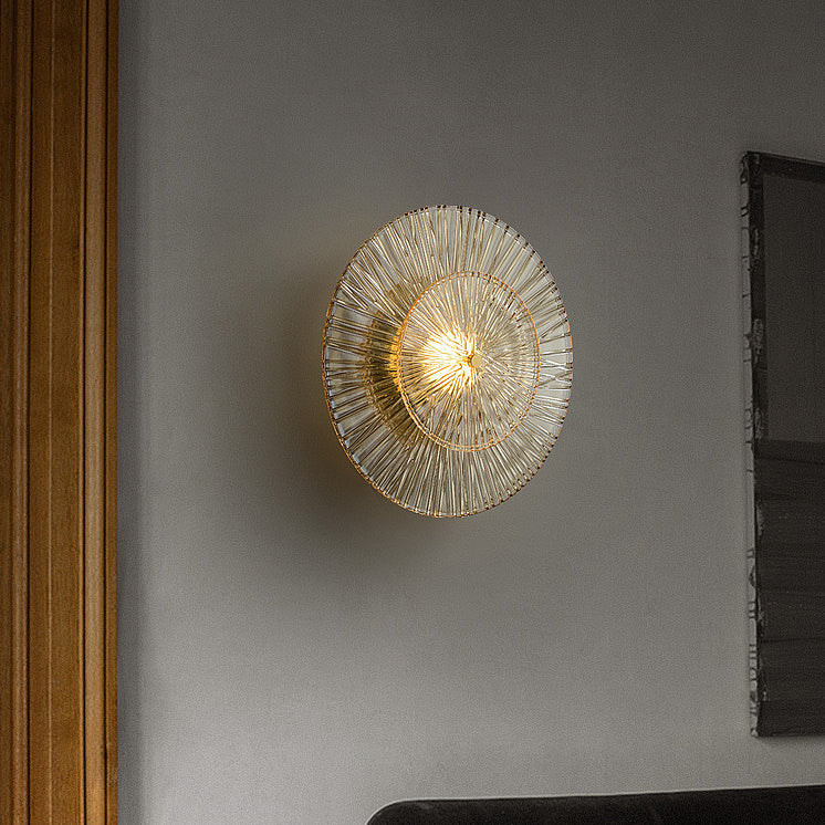 Modern Shabby Chic Transparent Round Copper Glass 1-Light Wall Sconce Lamp For Bedroom