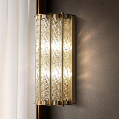 Modern Luxury Cylinder Copper Glass 2/3 Light Wall Sconce Lamp For Living Room