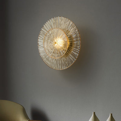 Modern Shabby Chic Transparent Round Copper Glass 1-Light Wall Sconce Lamp For Bedroom