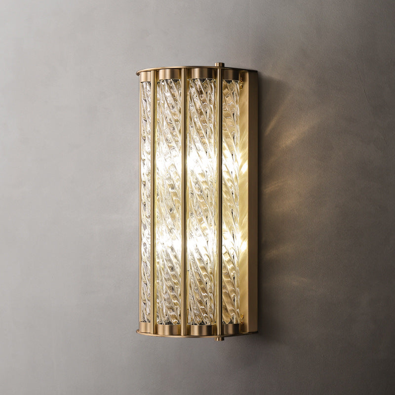 Modern Luxury Cylinder Copper Glass 2/3 Light Wall Sconce Lamp For Living Room