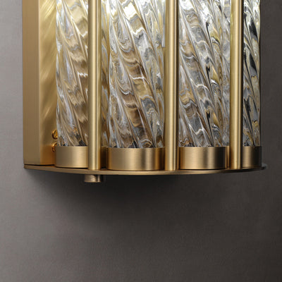 Modern Luxury Cylinder Copper Glass 2/3 Light Wall Sconce Lamp For Living Room