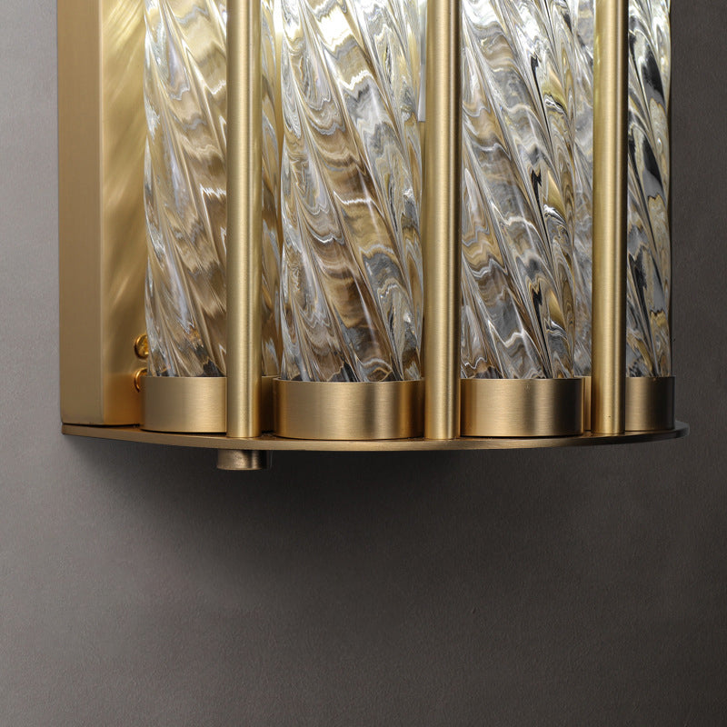 Modern Luxury Cylinder Copper Glass 2/3 Light Wall Sconce Lamp For Living Room