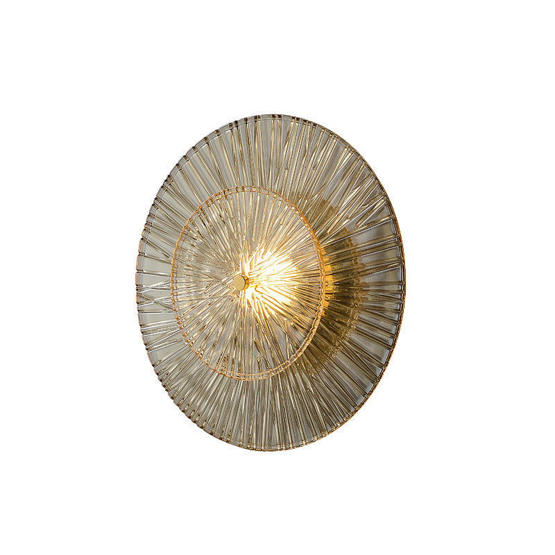 Modern Shabby Chic Transparent Round Copper Glass 1-Light Wall Sconce Lamp For Bedroom