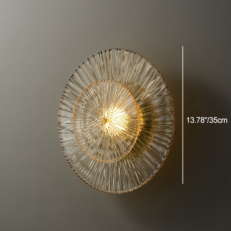 Applique murale moderne Shabby Chic en verre transparent rond en cuivre 1 lumière pour chambre 