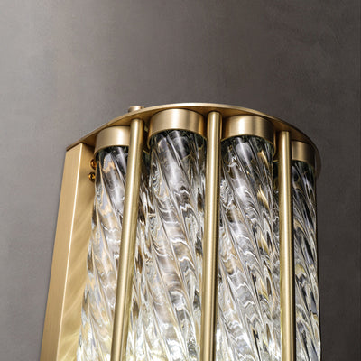 Modern Luxury Cylinder Copper Glass 2/3 Light Wall Sconce Lamp For Living Room