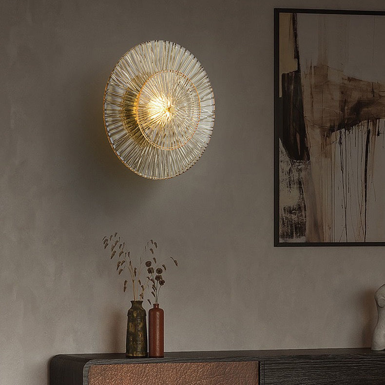Modern Shabby Chic Transparent Round Copper Glass 1-Light Wall Sconce Lamp For Bedroom