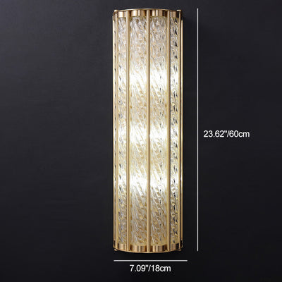 Modern Luxury Cylinder Copper Glass 2/3 Light Wall Sconce Lamp For Living Room