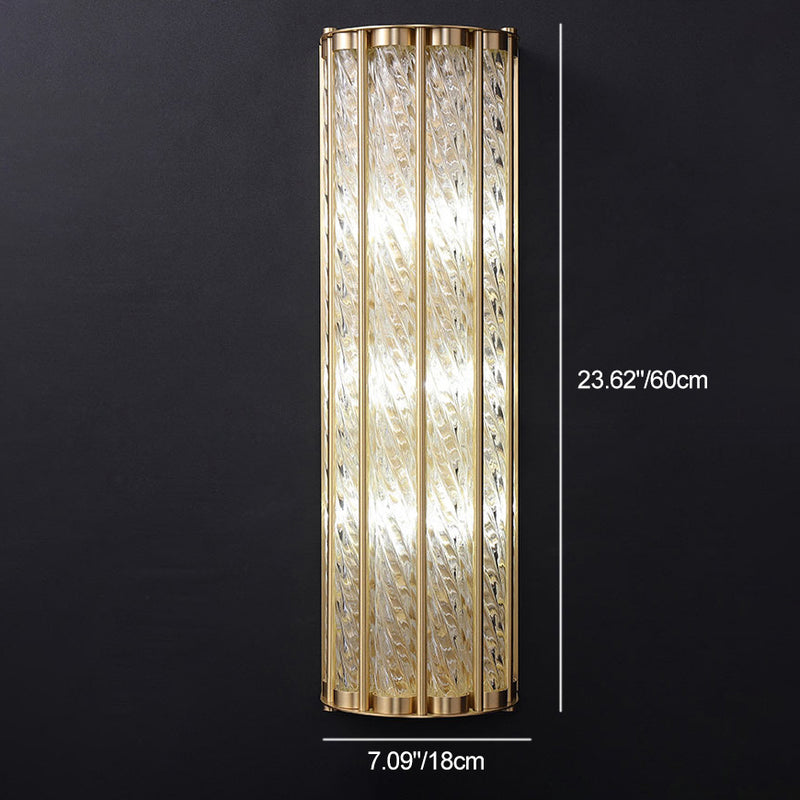 Modern Luxury Cylinder Copper Glass 2/3 Light Wall Sconce Lamp For Living Room