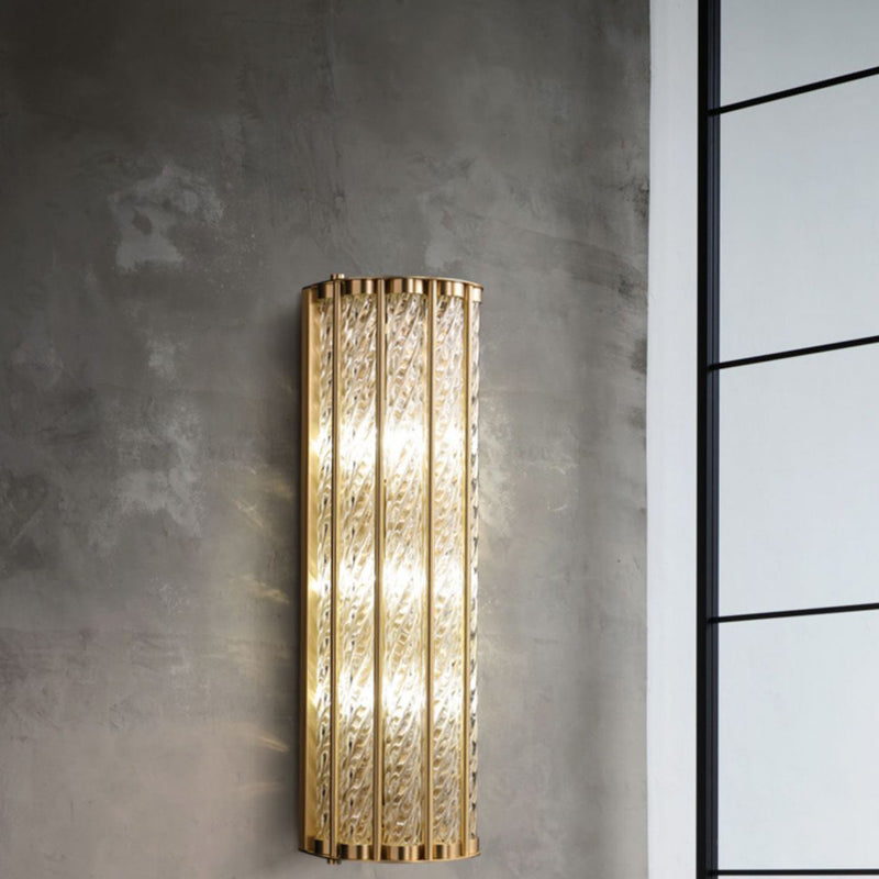 Modern Luxury Cylinder Copper Glass 2/3 Light Wall Sconce Lamp For Living Room