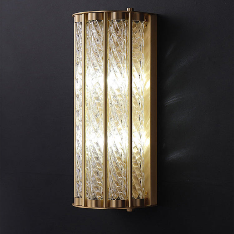 Modern Luxury Cylinder Copper Glass 2/3 Light Wall Sconce Lamp For Living Room