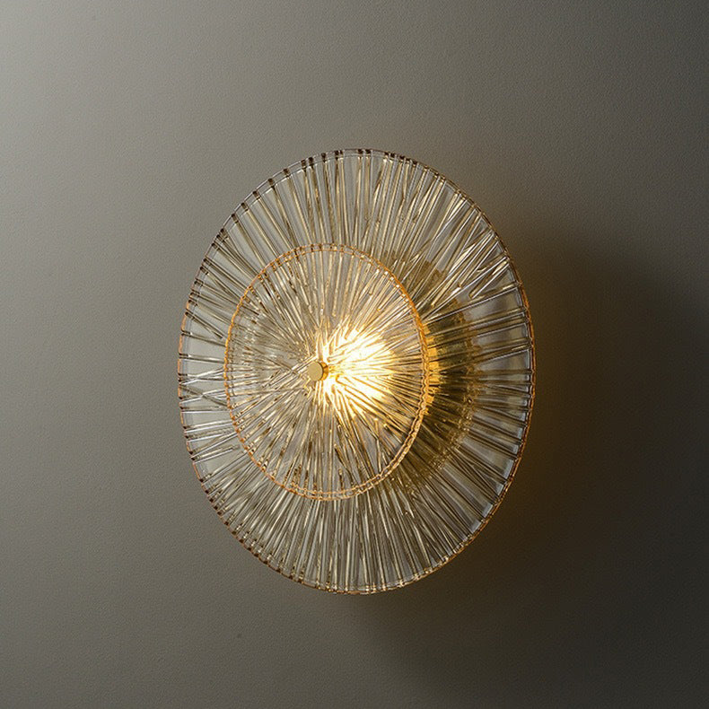 Applique murale moderne Shabby Chic en verre transparent rond en cuivre 1 lumière pour chambre 
