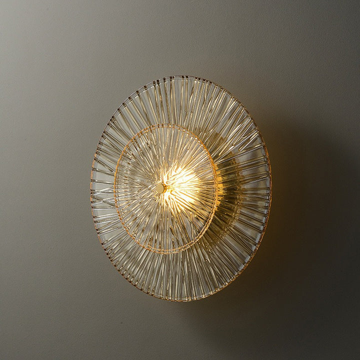 Applique murale moderne Shabby Chic en verre transparent rond en cuivre 1 lumière pour chambre 