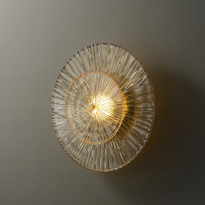 Modern Shabby Chic Transparent Round Copper Glass 1-Light Wall Sconce Lamp For Bedroom