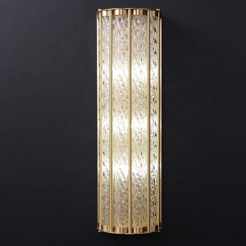 Modern Luxury Cylinder Copper Glass 2/3 Light Wall Sconce Lamp For Living Room