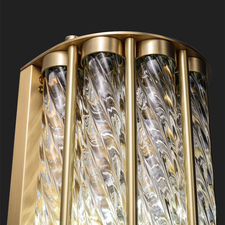Modern Luxury Cylinder Copper Glass 2/3 Light Wall Sconce Lamp For Living Room