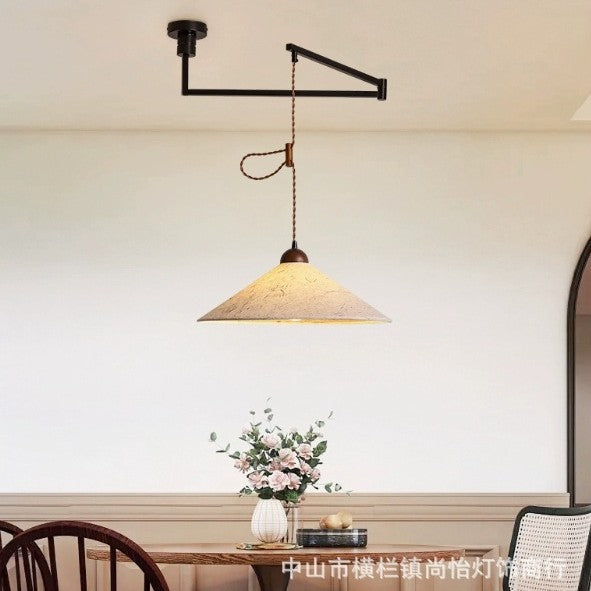 Traditionelle japanische Kegelpapier-Solid-Holz 1-Licht Pendelleuchte für das Wohnzimmer 